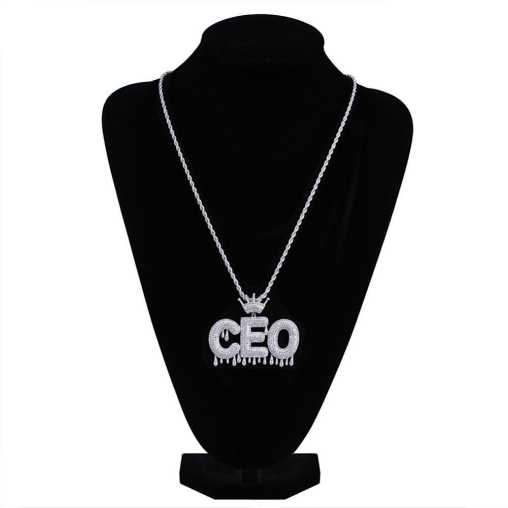 CUSTOM CROWN DRIP BUBBLE FONT PENDANT 18K - ICECI