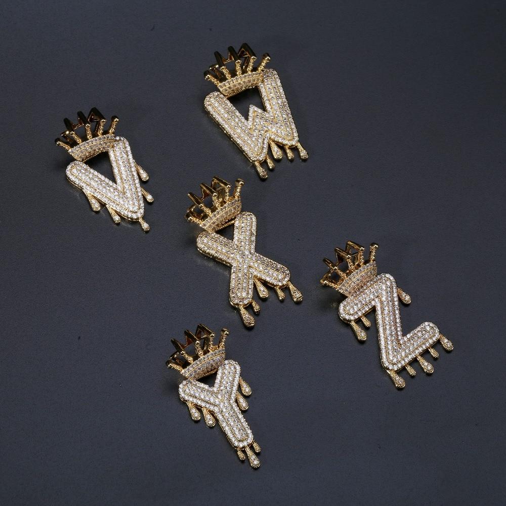 CUSTOM CROWN DRIP BUBBLE LETTER PENDANT 18K - ICECI
