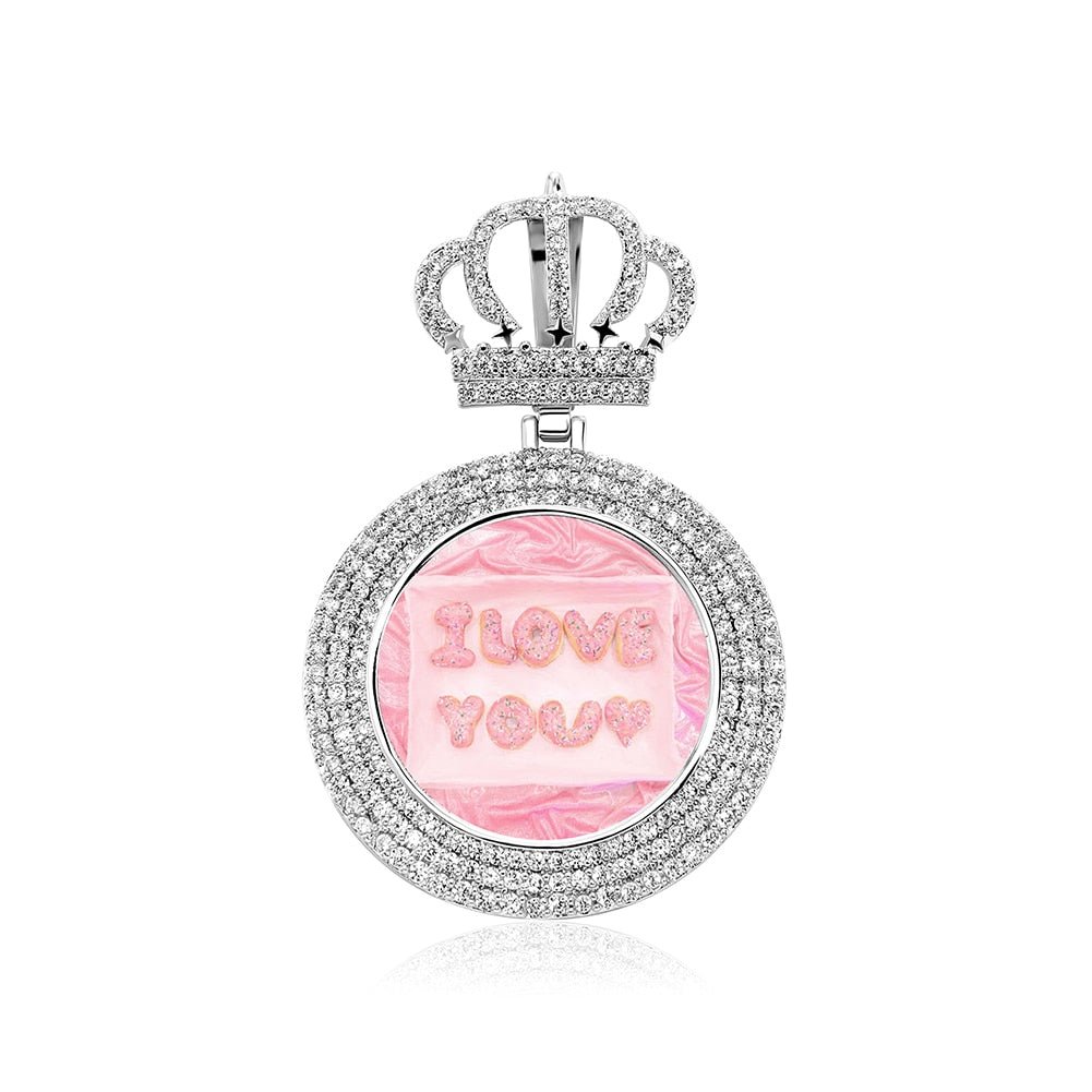 Custom Crown Photo Medallion Pendant 14K - ICECI