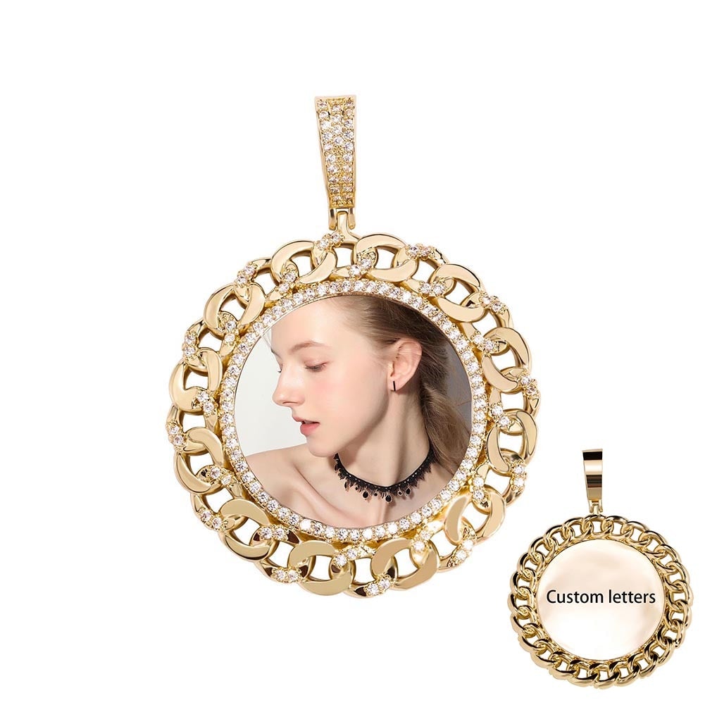 Custom Cuban Link Photo Medallion Pendant 14K - ICECI