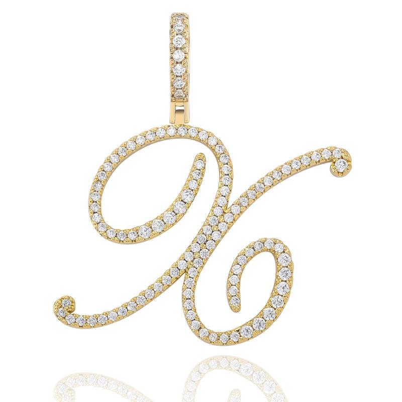 CUSTOM CURSIVE LETTER PENDANT 18K - ICECI