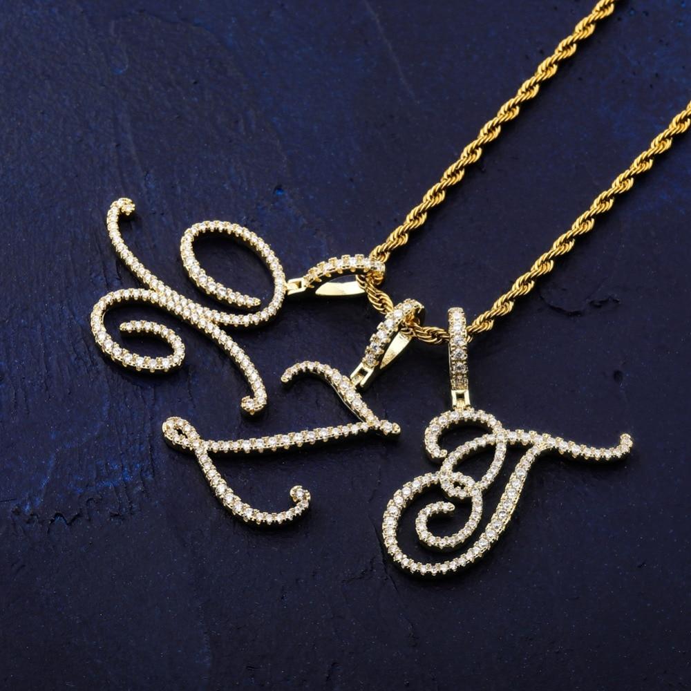 CUSTOM CURSIVE LETTER PENDANT 18K - ICECI