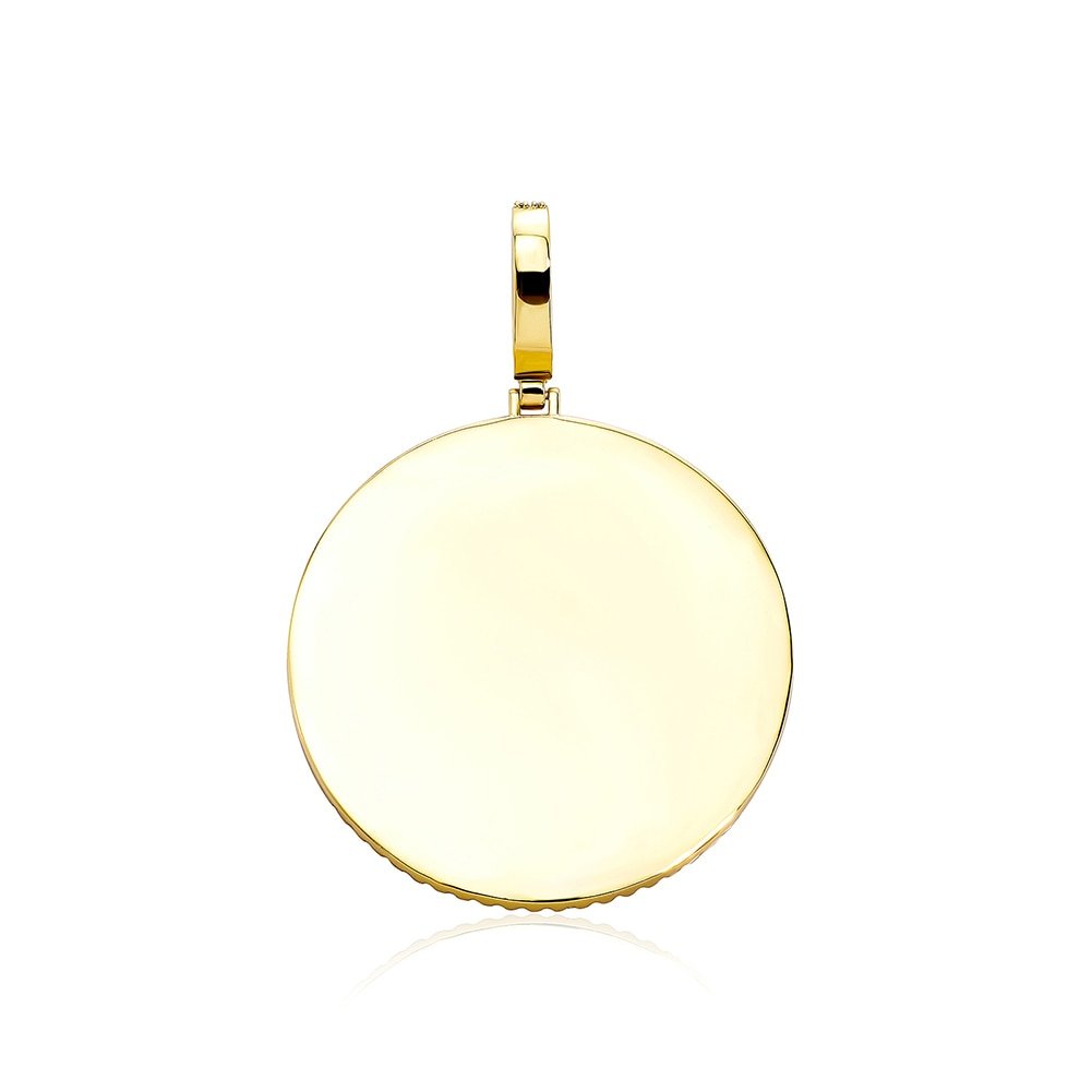 Custom Large Circle Photo Medallion Pendant 14K - ICECI