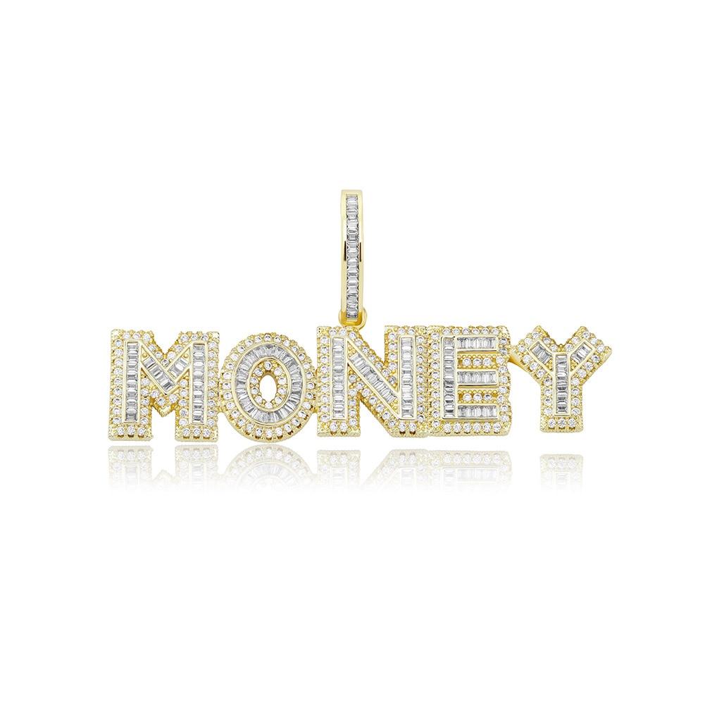 CUSTOM MULTI-LAYER BAGUETTE FONT PENDANT 14K - ICECI