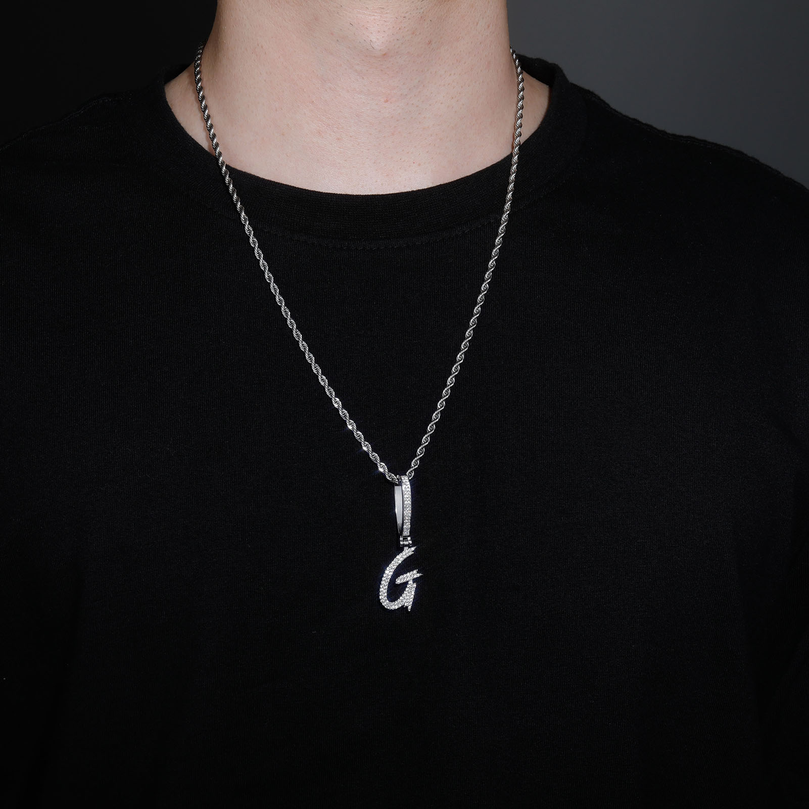CUSTOM NEW BRUSH LETTER PENDANT 14K - ICECI
