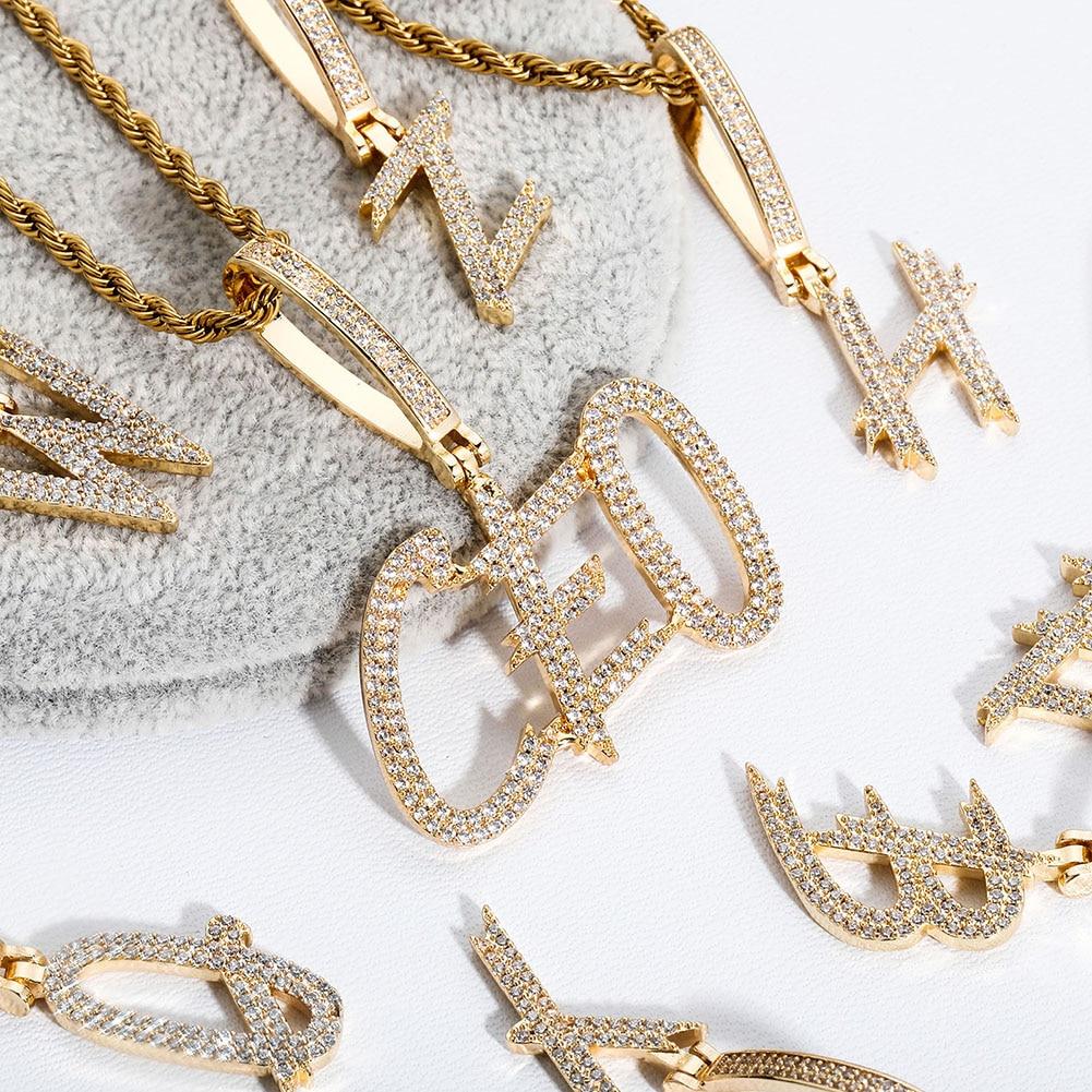 CUSTOM NEW BRUSH LETTER PENDANT 14K - ICECI