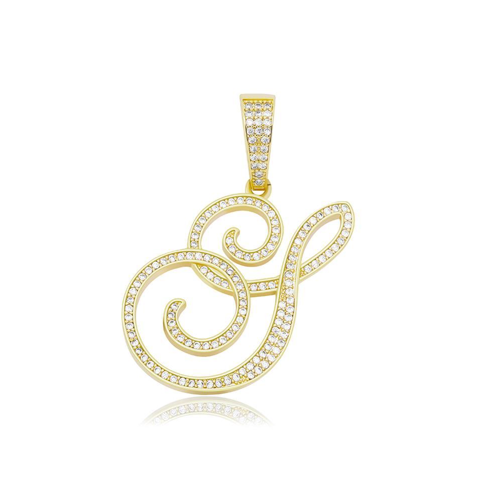 CUSTOM SCRIPT LETTER PENDANT 14K - ICECI