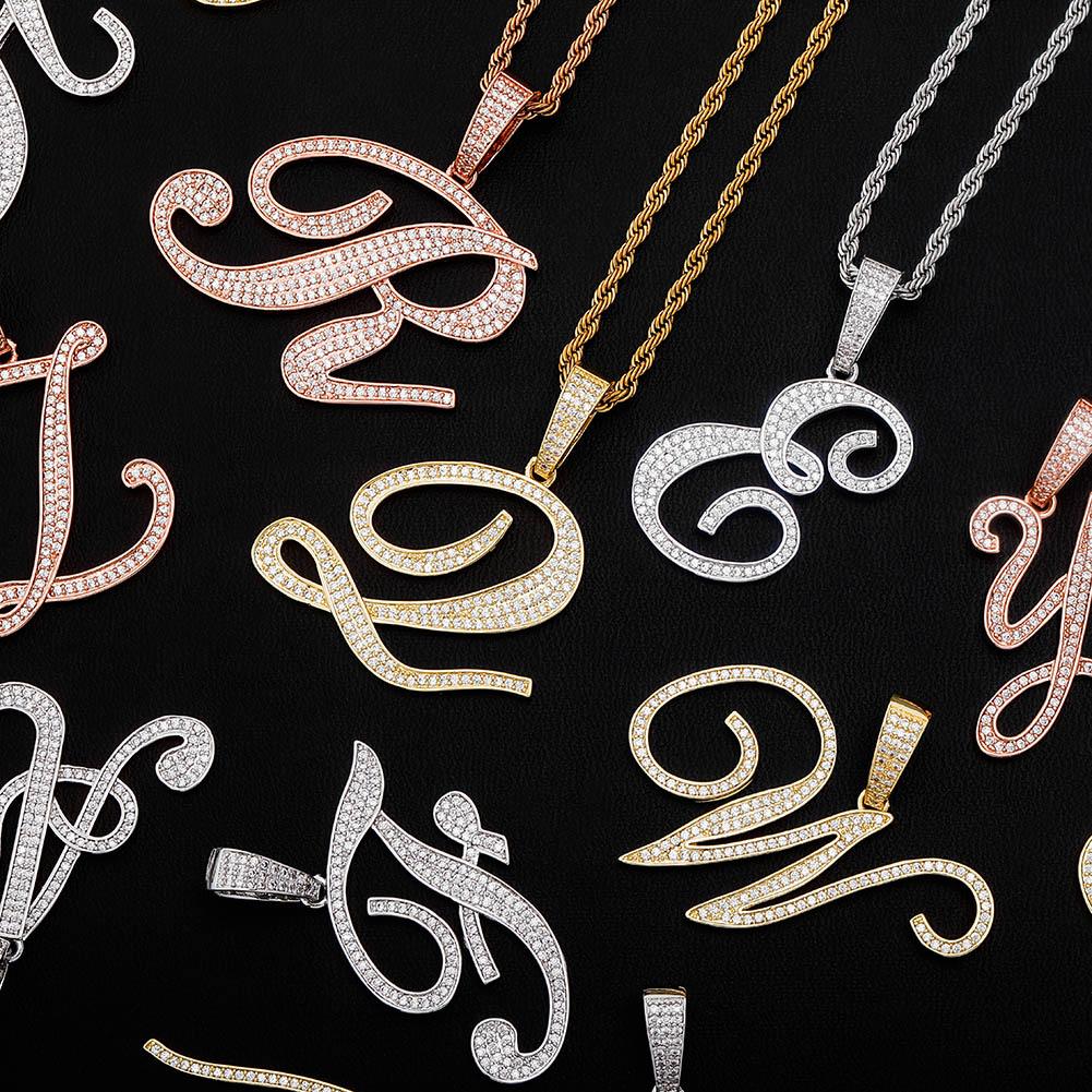 CUSTOM SCRIPT LETTER PENDANT 14K - ICECI