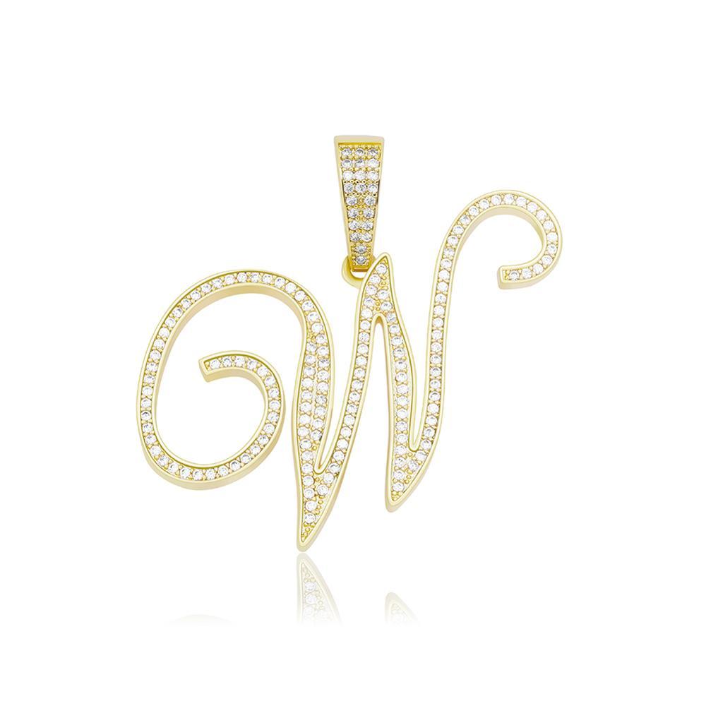 CUSTOM SCRIPT LETTER PENDANT 14K - ICECI