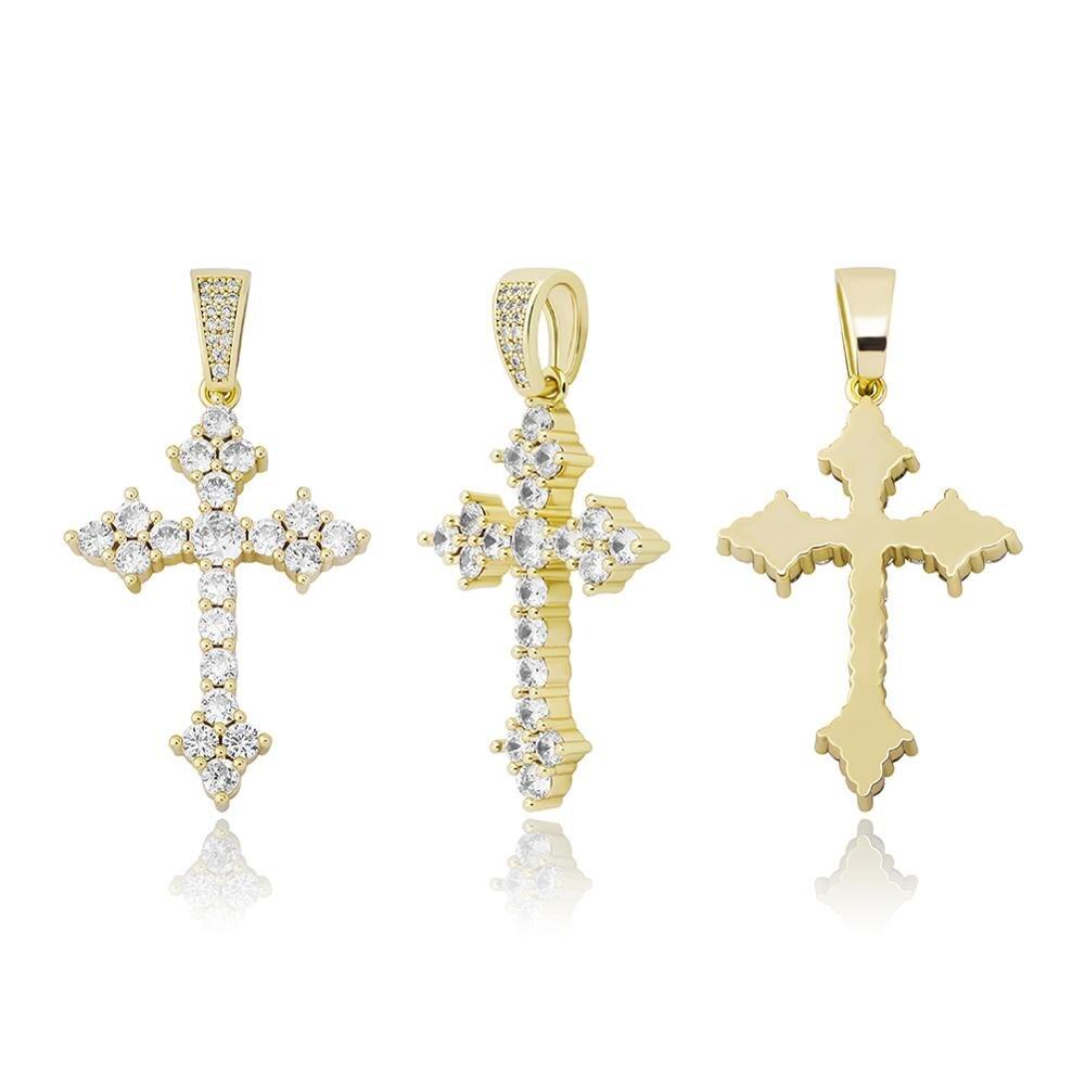 DIAMOND PATONCE CROSS PENDANT 14K - ICECI