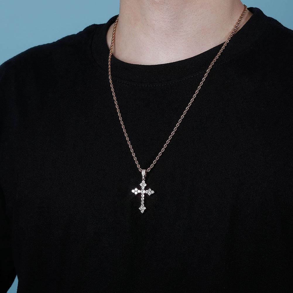 DIAMOND PATONCE CROSS PENDANT 14K - ICECI