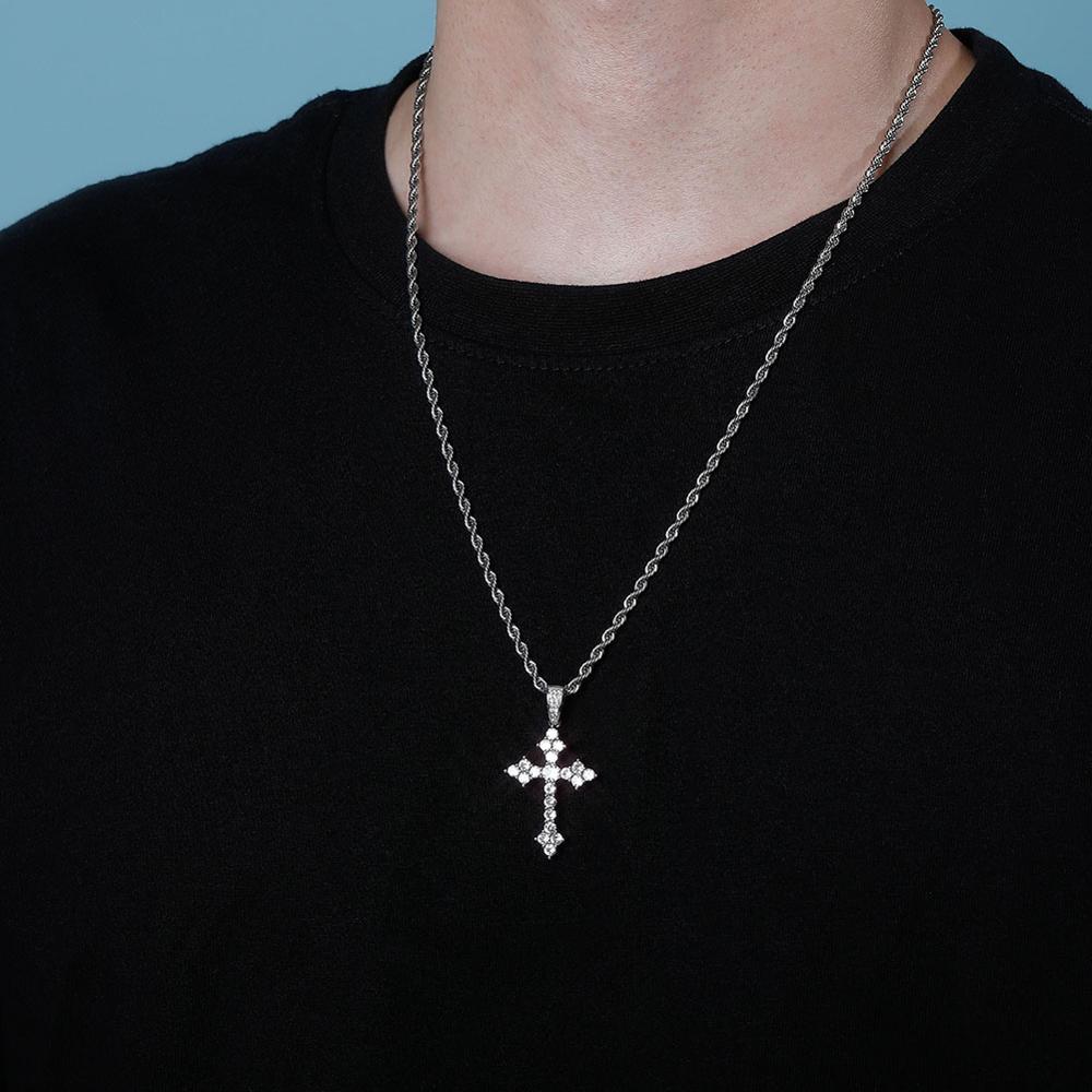DIAMOND PATONCE CROSS PENDANT 14K - ICECI