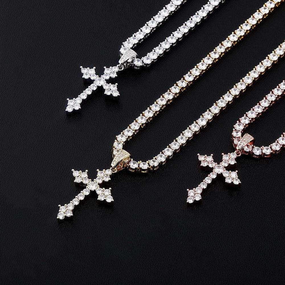 DIAMOND PATONCE CROSS PENDANT 14K - ICECI