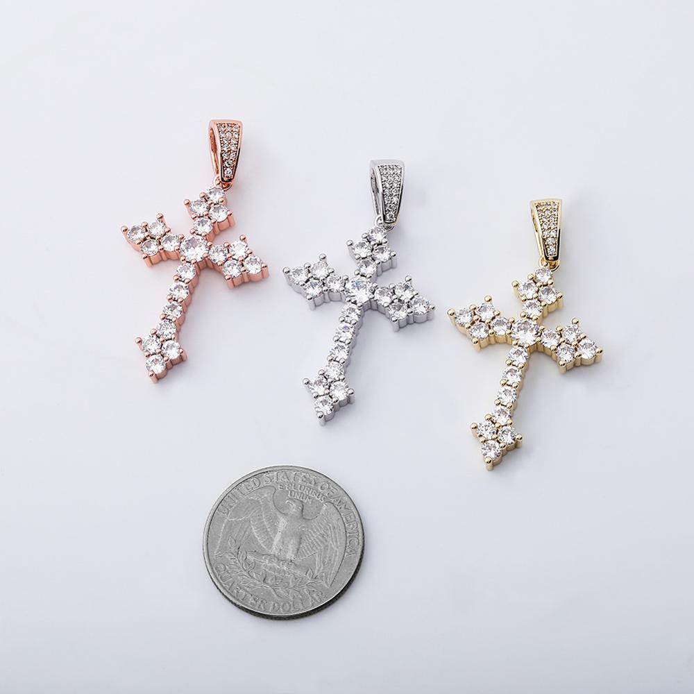 DIAMOND PATONCE CROSS PENDANT 14K - ICECI