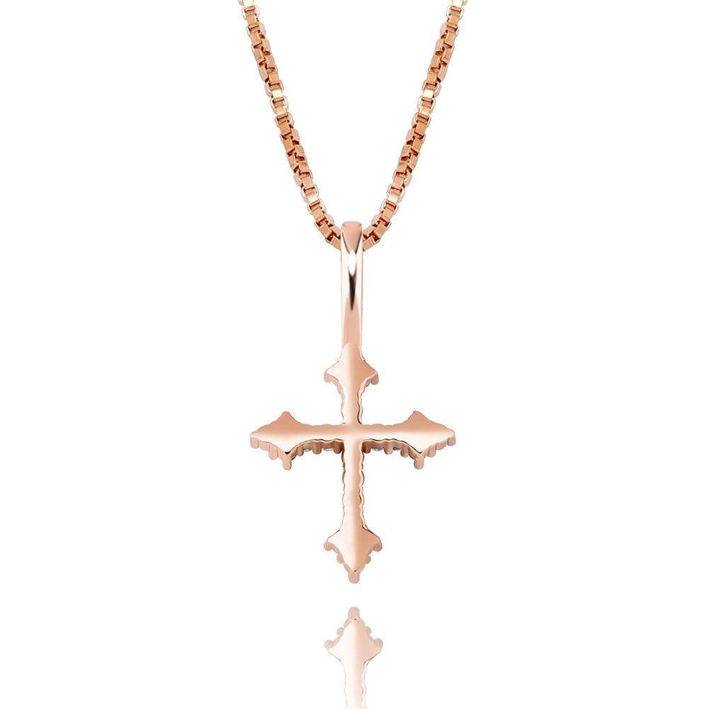 DIAMOND PATONCE CROSS PENDANT 14K X STERLING SILVER - ICECI