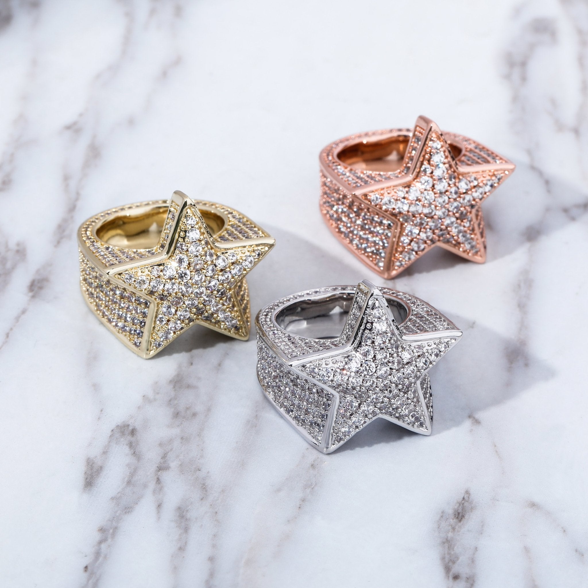 DIAMOND STAR RING 14K - ICECI