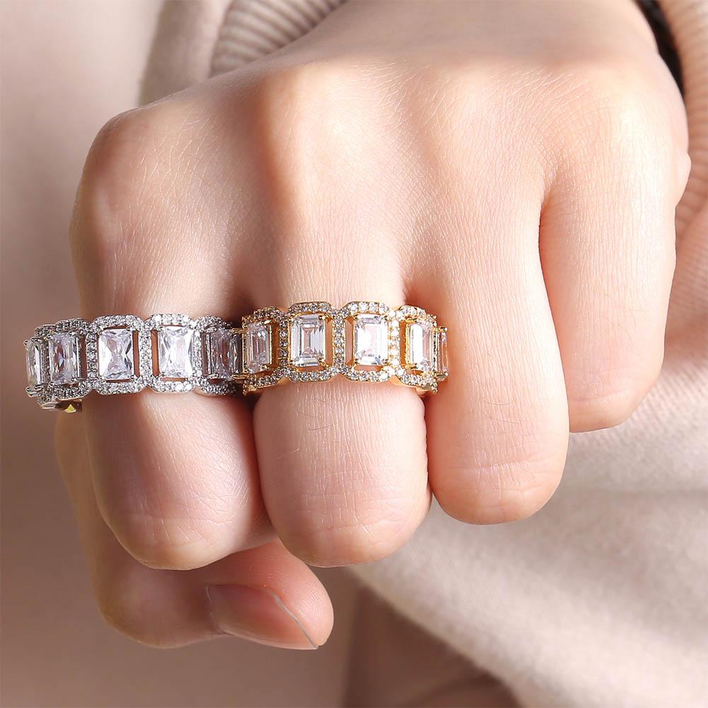 EMERALD HALO ETERNITY RING 14K - ICECI
