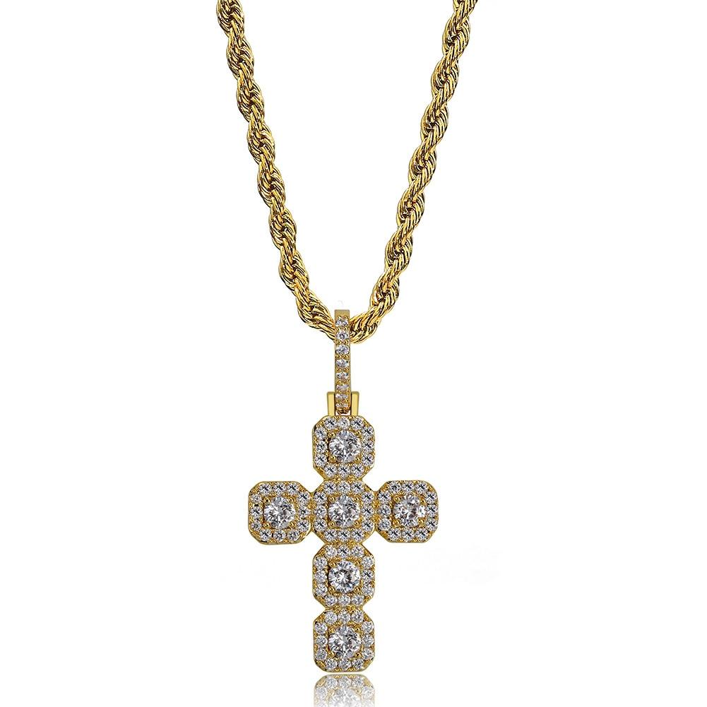 GEMSTONE CROSS PENDANT 18K - ICECI