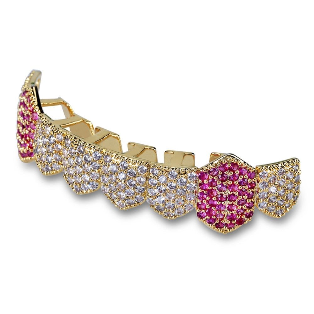 Iced Two Tone Purple Fangs Bottom Grillz 14K - ICECI