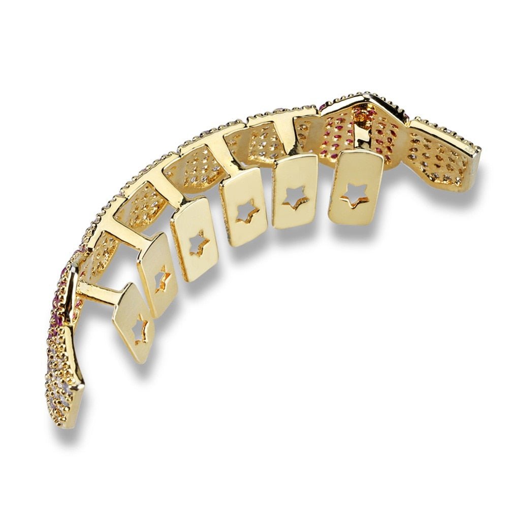 Iced Two Tone Purple Fangs Bottom Grillz 14K - ICECI