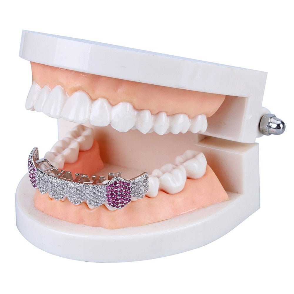 Iced Two Tone Purple Fangs Bottom Grillz 14K - ICECI