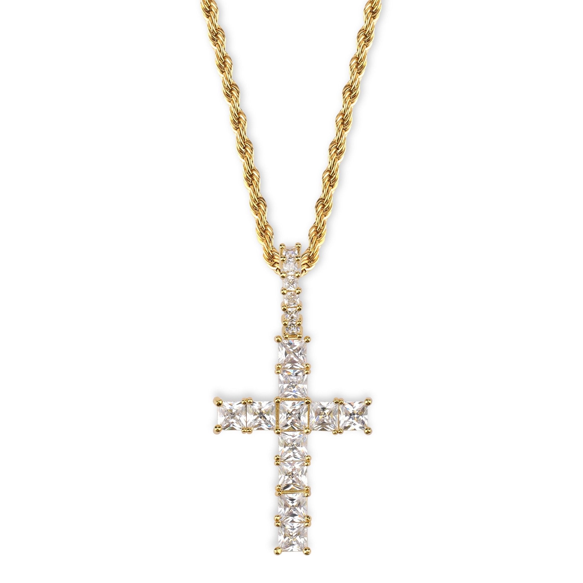 ICY BAGUETTE CROSS PENDANT 14K - ICECI