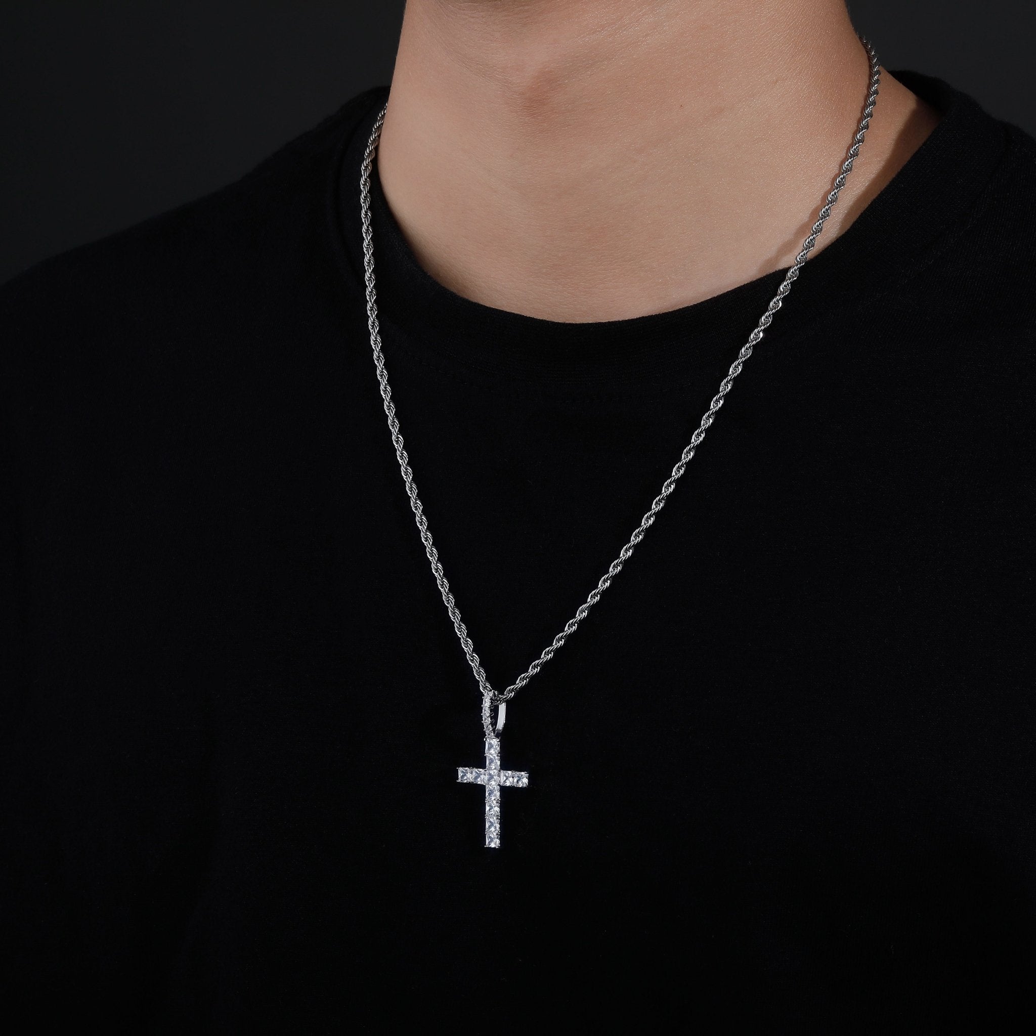 ICY BAGUETTE CROSS PENDANT 14K - ICECI