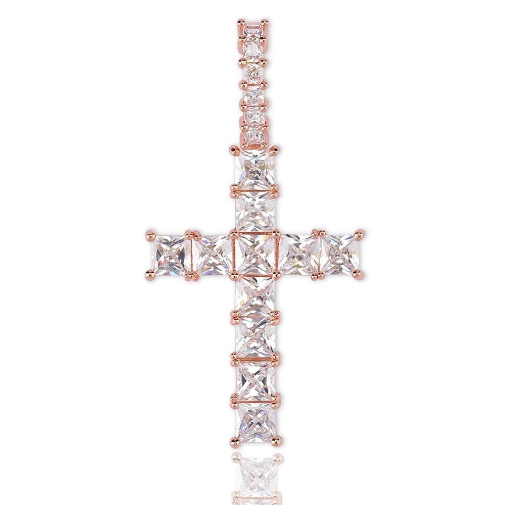 ICY BAGUETTE CROSS PENDANT 14K - ICECI