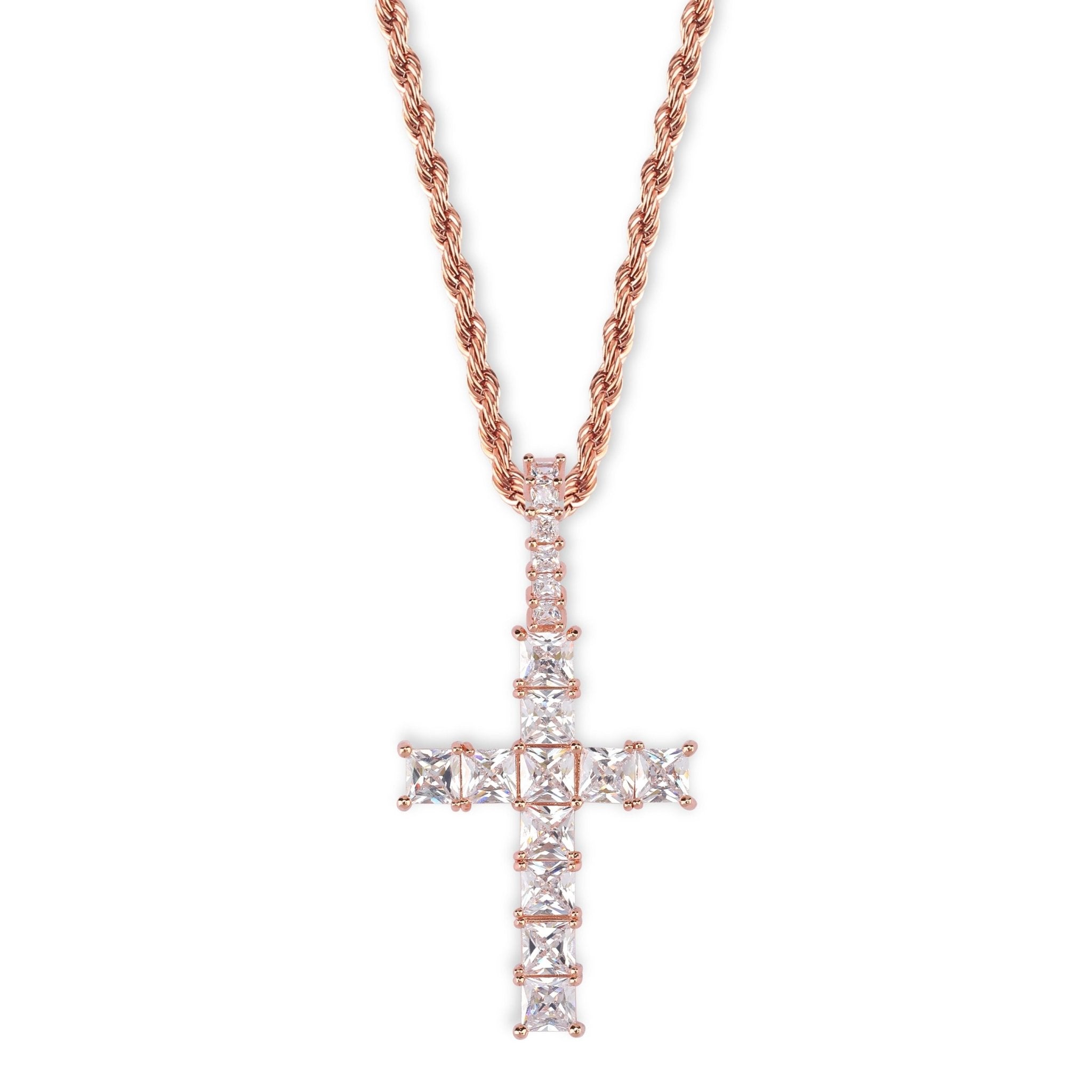 ICY BAGUETTE CROSS PENDANT 14K - ICECI