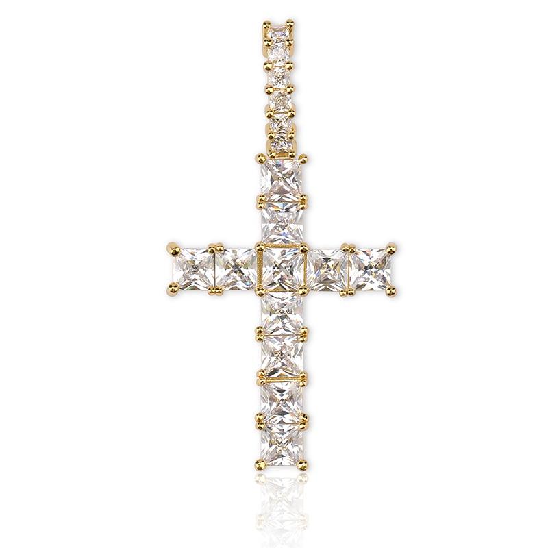 ICY BAGUETTE CROSS PENDANT 14K - ICECI