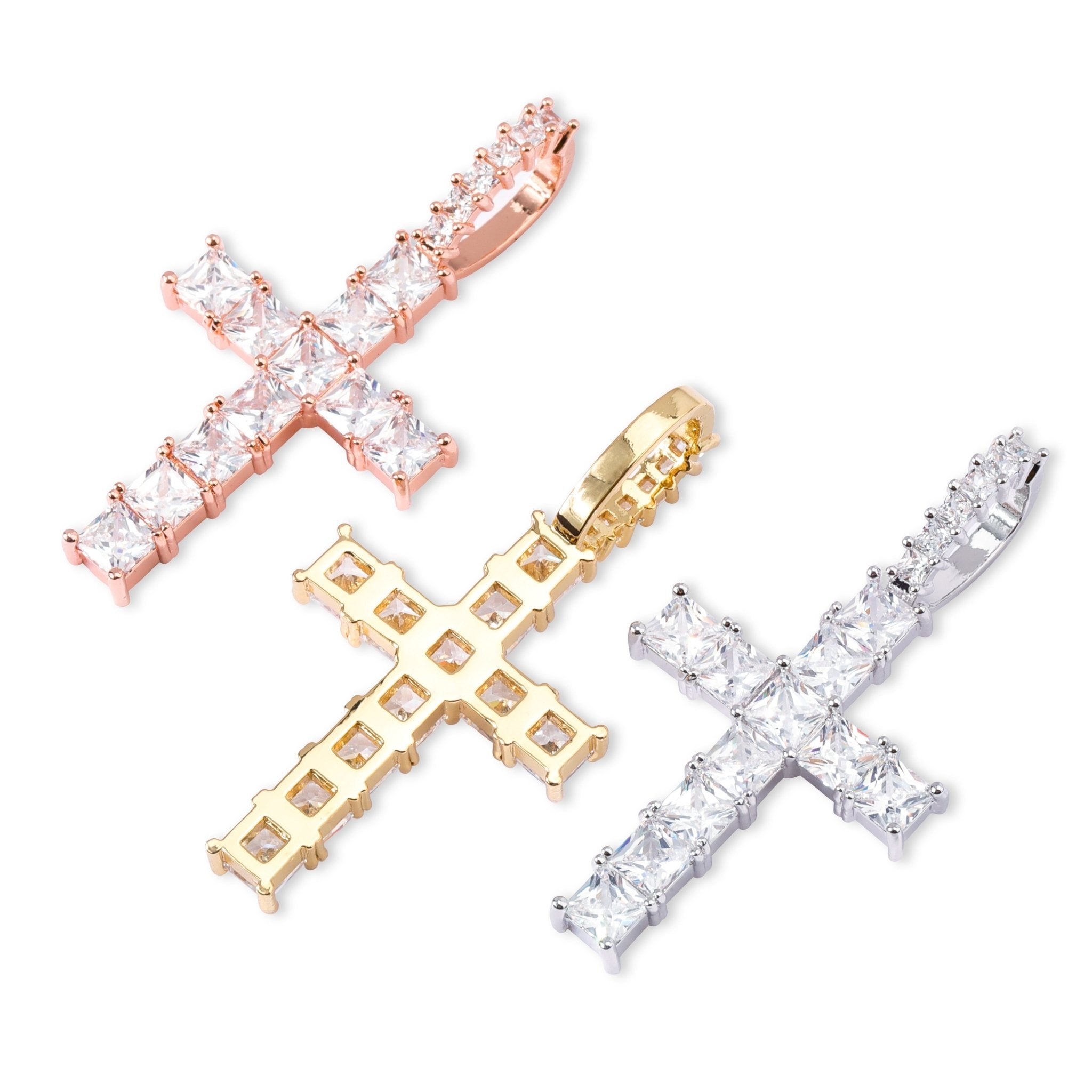 ICY BAGUETTE CROSS PENDANT 14K - ICECI