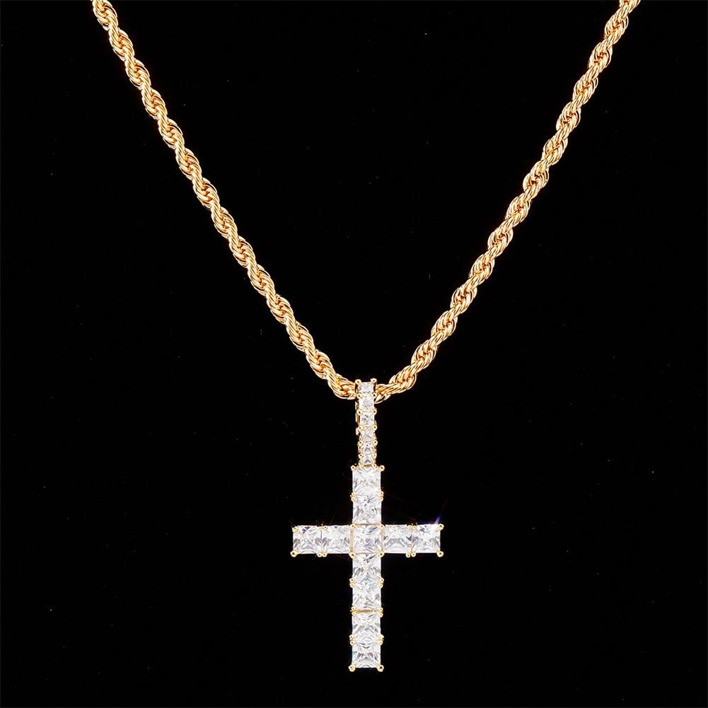 ICY BAGUETTE CROSS PENDANT 14K - ICECI