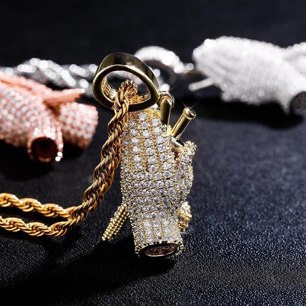 Knife Praying Hands Pendant 14K - ICECI