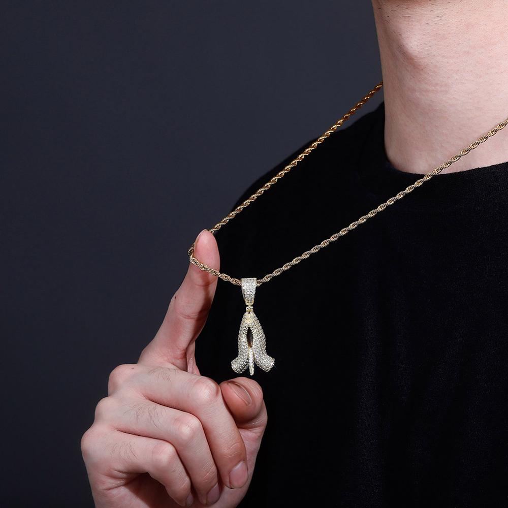 Knife Praying Hands Pendant 14K - ICECI