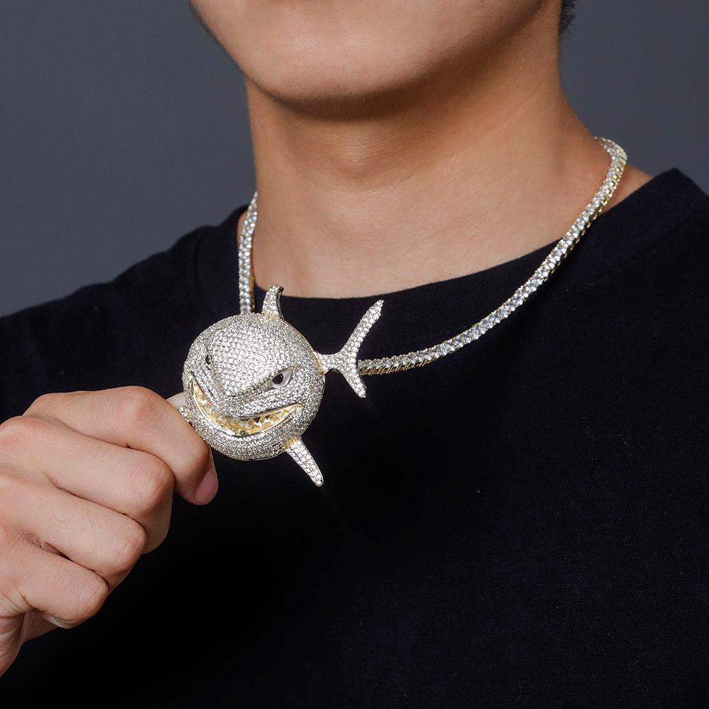 LARGE SHARK PENDANT 14K - ICECI
