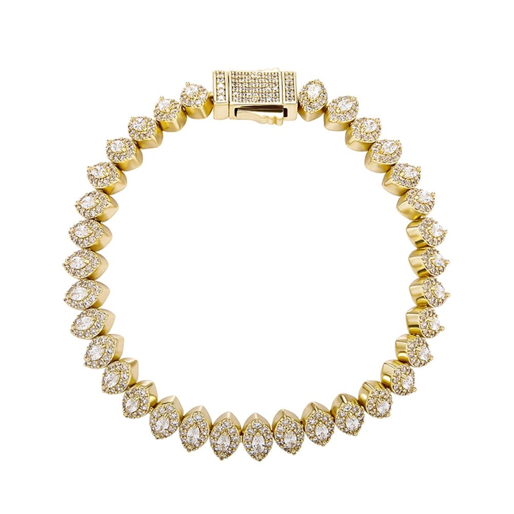 Marquise Cut Cluster Tennis Bracelet 14K - ICECI