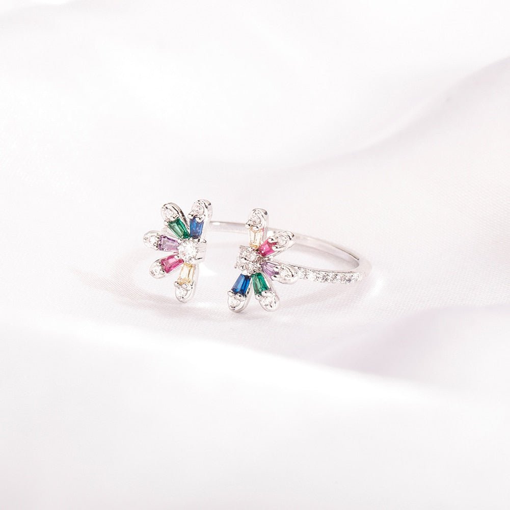 Multicolor Twin Flower Ring 14K - ICECI