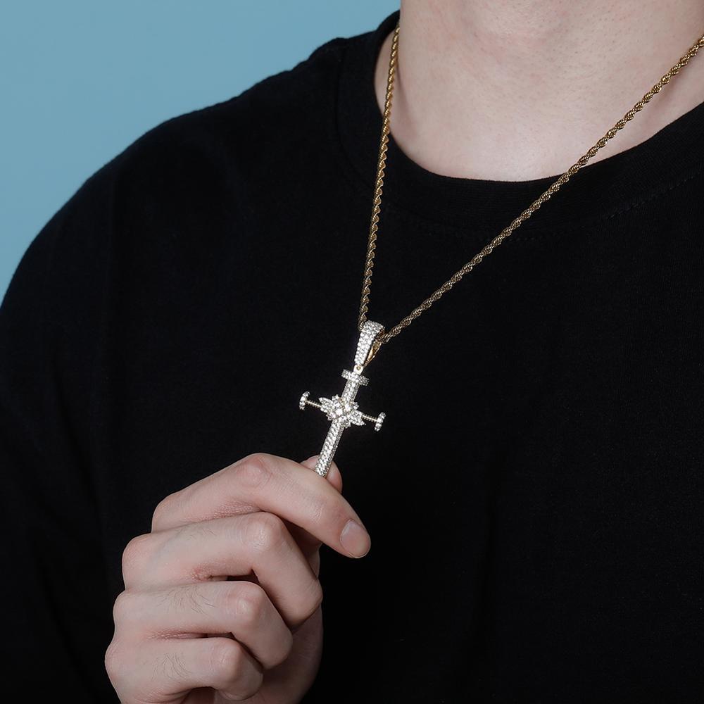 NAIL CROSS PENDANT 14K - ICECI