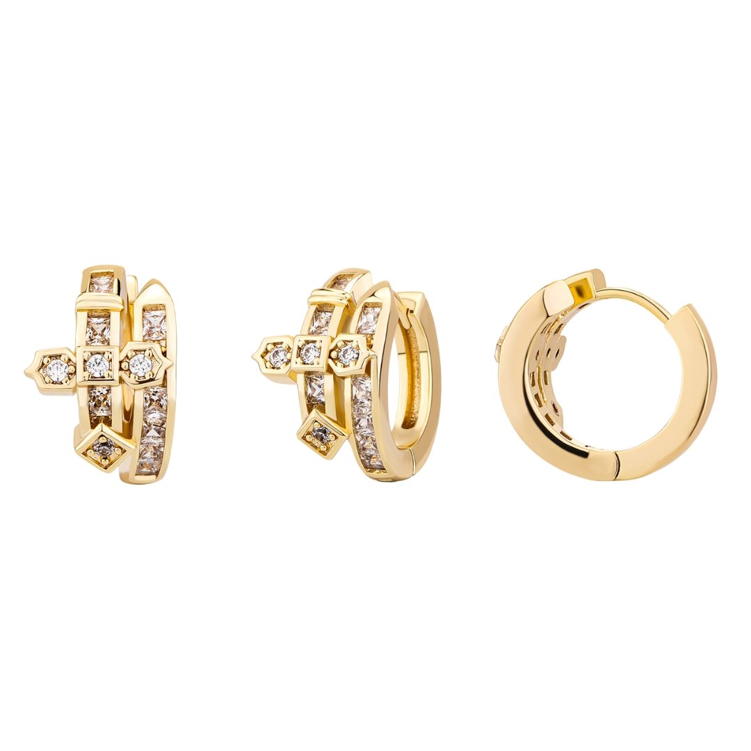 Punk Cross Hoop Earring 14K - ICECI
