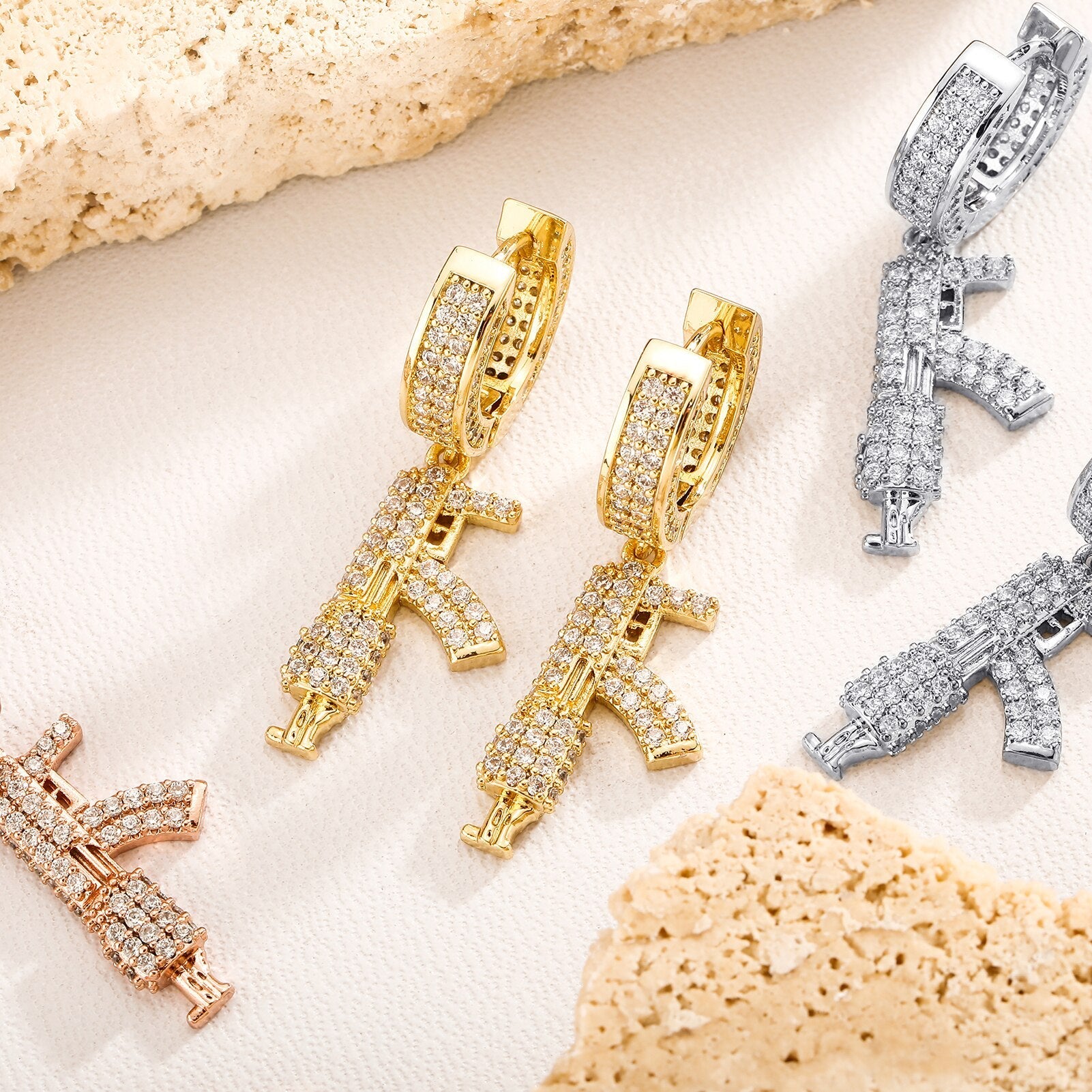 Rifle Drop Earrings 14K - ICECI
