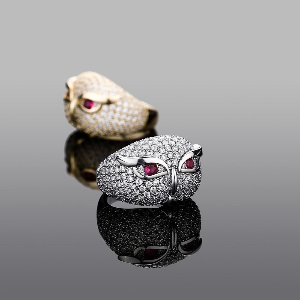 RUBY SNOWY OWL RING 14K - ICECI