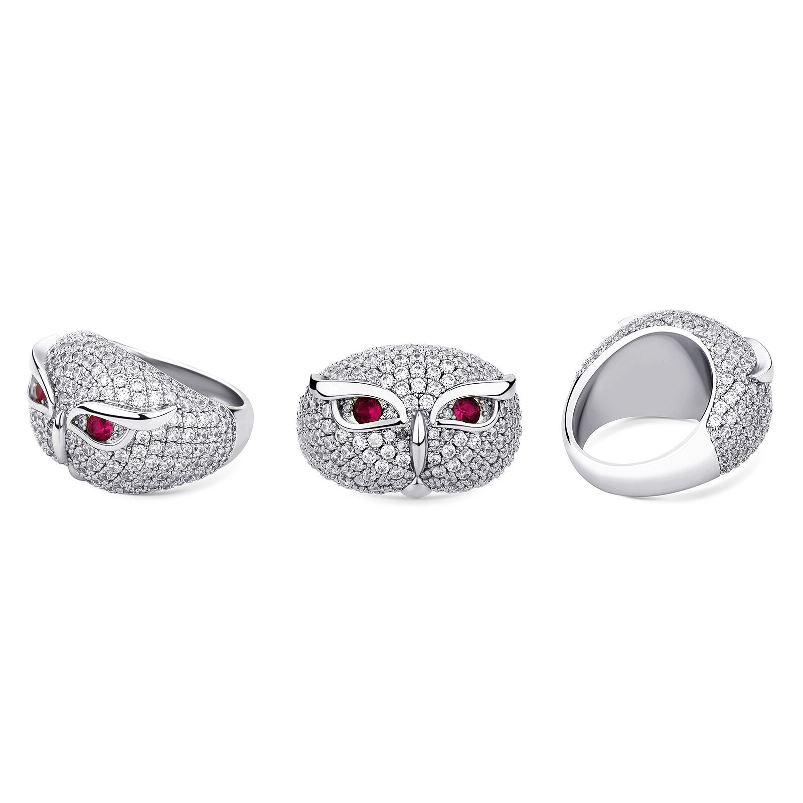 RUBY SNOWY OWL RING 14K - ICECI