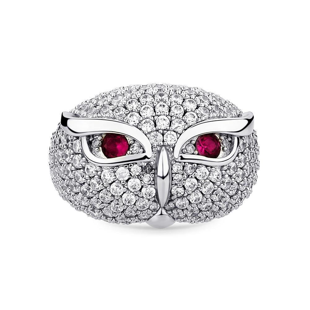 RUBY SNOWY OWL RING 14K - ICECI