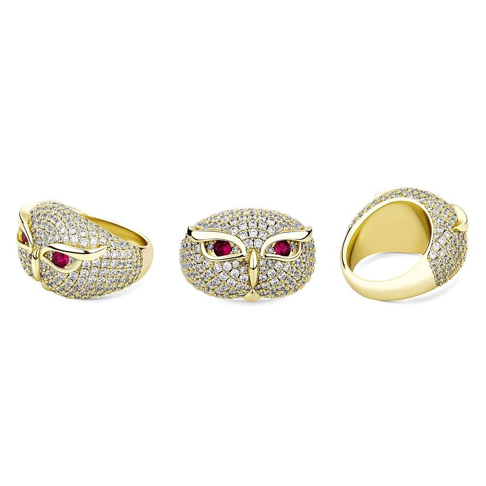 RUBY SNOWY OWL RING 14K - ICECI