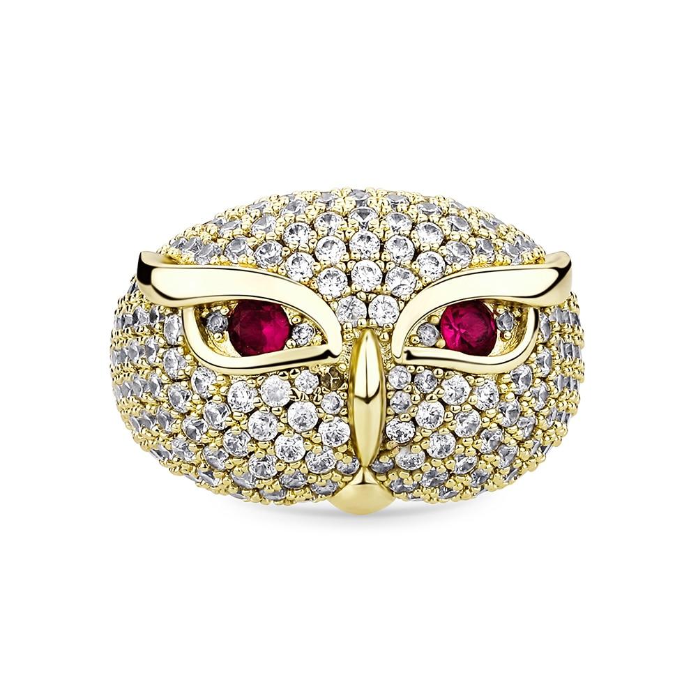RUBY SNOWY OWL RING 14K - ICECI