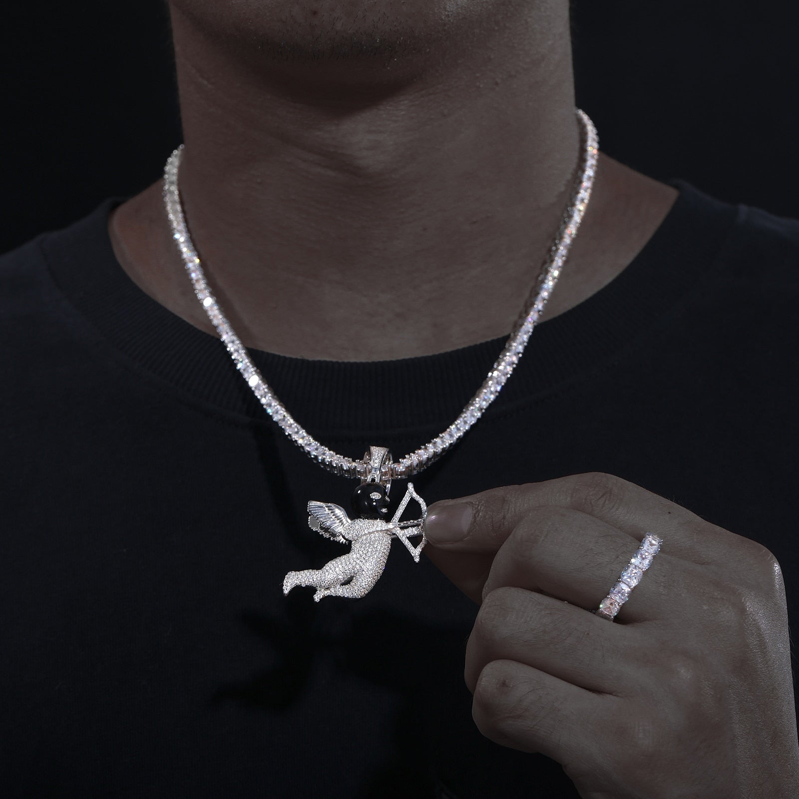Ski Mask Angel Pendant 18K x Moissanite - ICECI