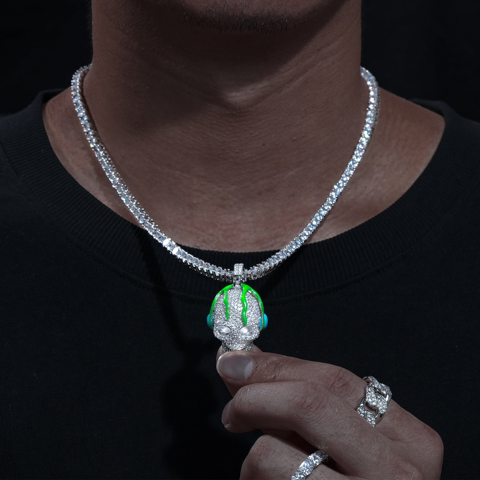 Slime Skull Pendant 18K x Moissanite - ICECI