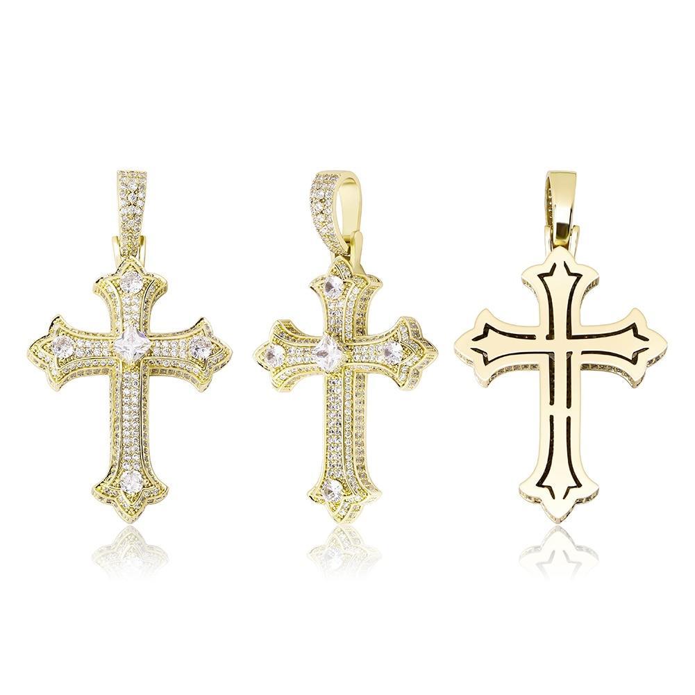 SOLITAIRE PATONCE CROSS PENDANT 14K - ICECI