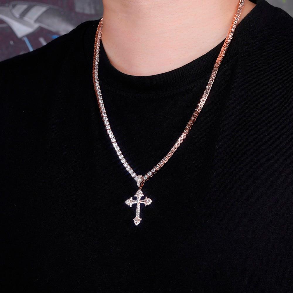 SOLITAIRE PATONCE CROSS PENDANT 14K - ICECI