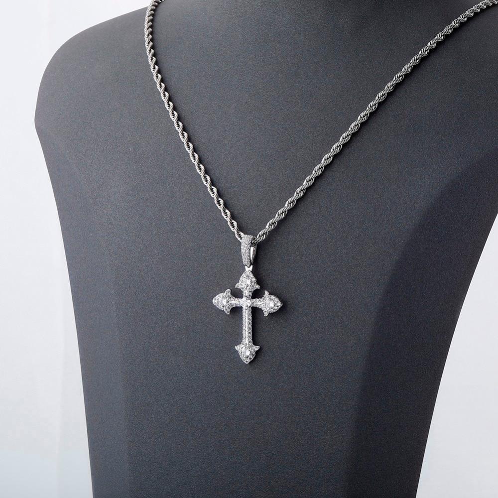 SOLITAIRE PATONCE CROSS PENDANT 14K - ICECI